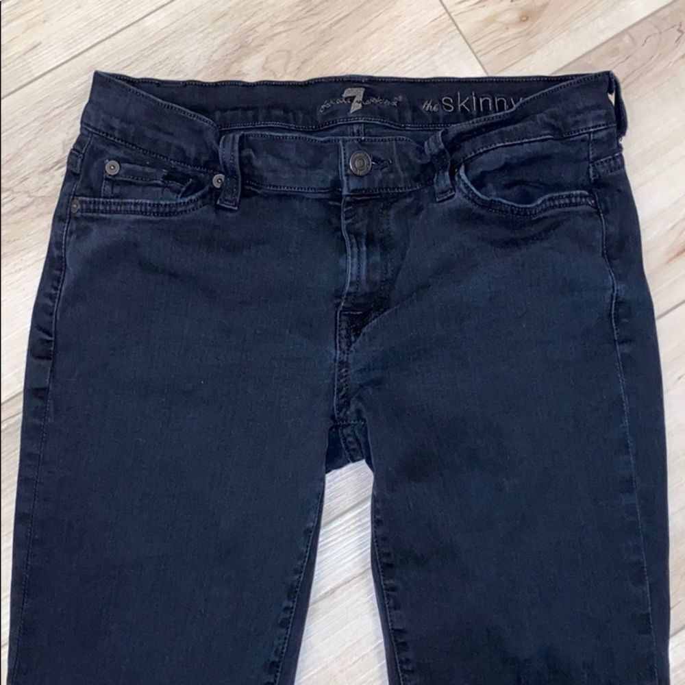 7 For all Mankind Dark Navy Blue Skinny Jeans 28